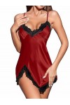 MZGN Lingerie Femme Tenue Sexy Nuisette Fendue sous Vetements Feminins Sexy Red-XL