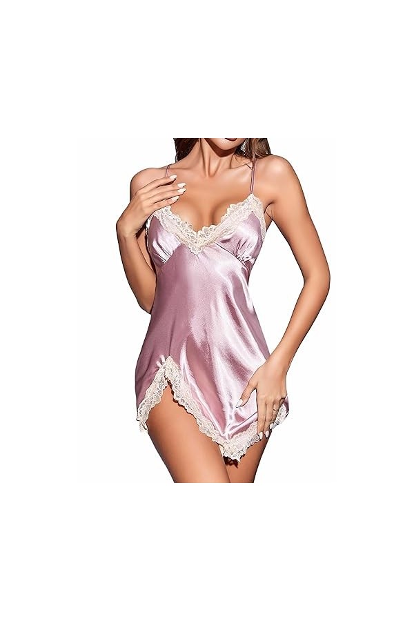 MZGN Lingerie Femme Tenue Sexy Nuisette Fendue sous Vetements Feminins Sexy Red-XL