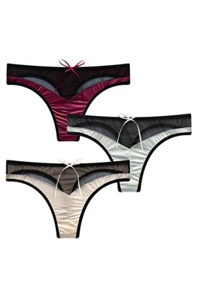 HMLOPX Daily Wear Lot de 3 Tongs Sexy for Femme, sous-vêtements en Nylon Extensible et Respirant, Culotte en T à Taille Basse