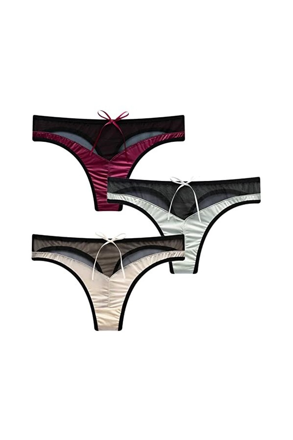 HMLOPX Daily Wear Lot de 3 Tongs Sexy for Femme, sous-vêtements en Nylon Extensible et Respirant, Culotte en T à Taille Basse