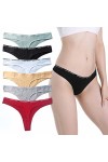 Daily Wear String en Coton for Femme Logo imprimé Taille élastique sous-vêtement Taille Basse T-Back String Culotte Lot de 6 