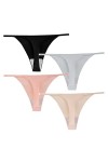 HMLOPX Daily Wear Sexy G String Strings for Femmes T Back sous-Vêtements String sans Couture Bikini Yoga Culotte 4 Pack Ensem