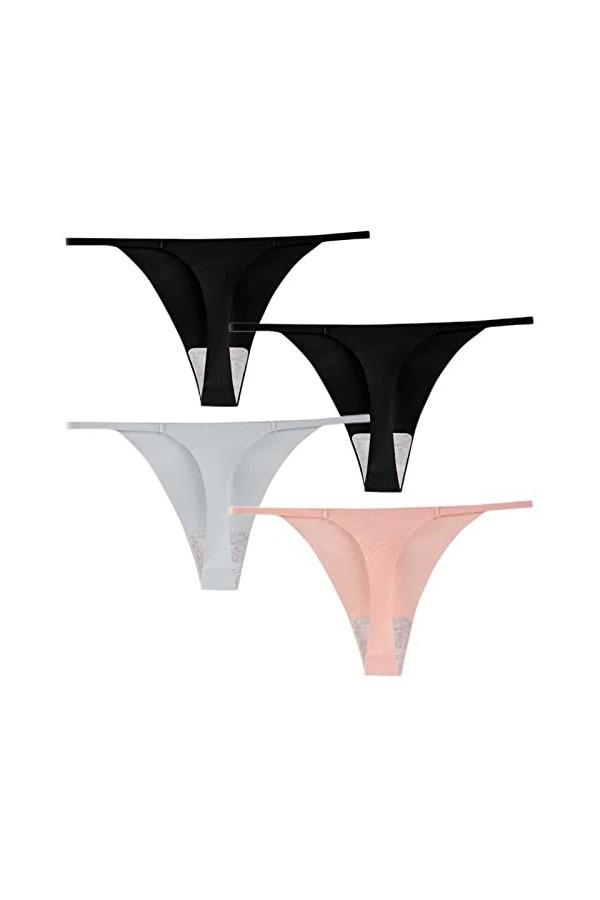 HMLOPX Daily Wear Sexy G String Strings for Femmes T Back sous-Vêtements String sans Couture Bikini Yoga Culotte 4 Pack Ensem