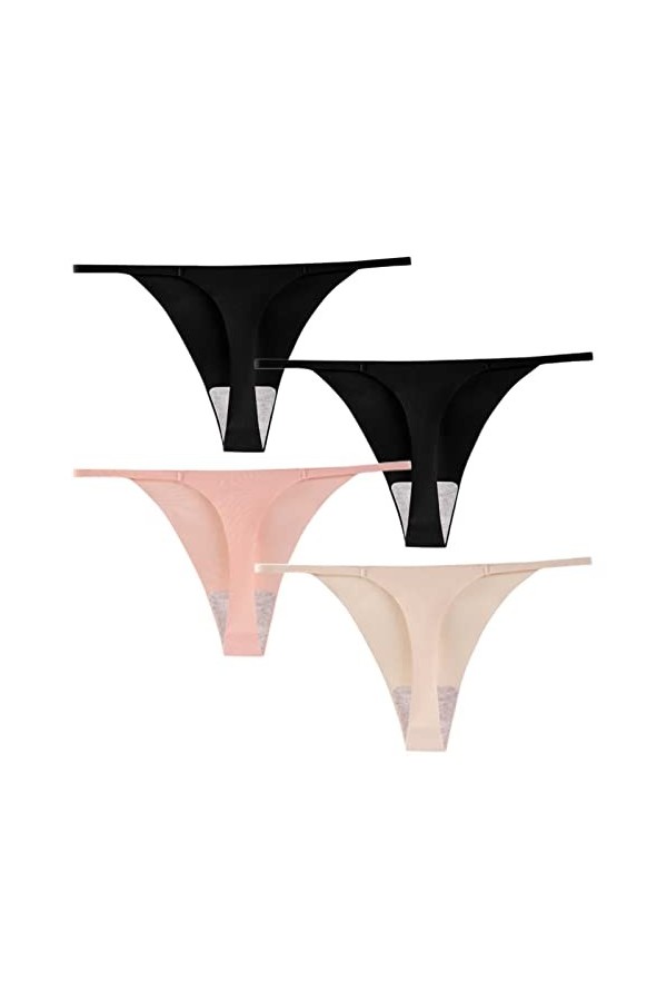 HMLOPX Daily Wear Sexy G String Strings for Femmes T Back sous-Vêtements String sans Couture Bikini Yoga Culotte 4 Pack Ensem