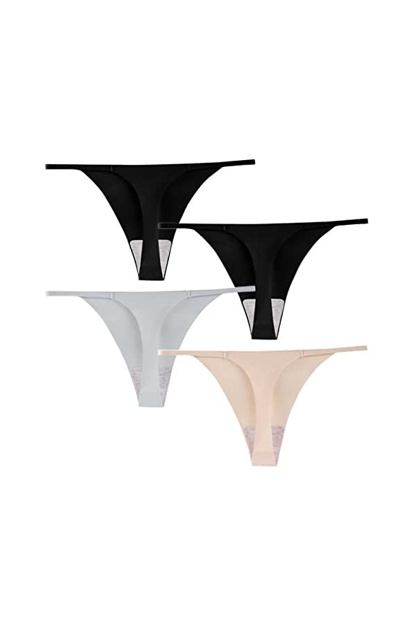 HMLOPX Daily Wear Sexy G String Strings for Femmes T Back sous-Vêtements String sans Couture Bikini Yoga Culotte 4 Pack Ensem