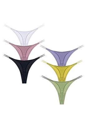 Quatre Saisons Tongs en Coton for Femmes Sexy sous-vêtements sans Couture G String Taille Basse T-Back Culotte 6 Paquets Ense
