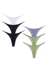Quatre Saisons Tongs en Coton for Femmes Sexy sous-vêtements sans Couture G String Taille Basse T-Back Culotte 6 Paquets Ense