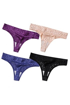 HMLOPX Daily Wear Lot de 4 Tongs sans Couture for Femme sous-vêtement Extensible Taille Basse No Show Culotte String Sexy Co