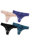 HMLOPX Daily Wear Lot de 4 Tongs sans Couture for Femme sous-vêtement Extensible Taille Basse No Show Culotte String Sexy Co