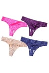 HMLOPX Daily Wear Lot de 4 Tongs sans Couture for Femme sous-vêtement Extensible Taille Basse No Show Culotte String Sexy Co