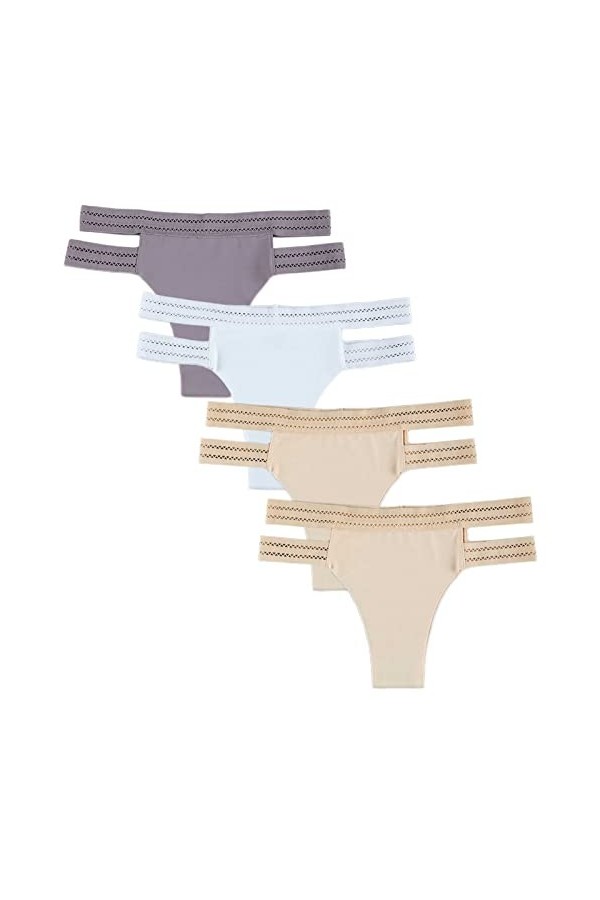 HMLOPX Daily Wear Sexy Strings sans Couture for Femmes No Show sous-Vêtements Respirants Bretelles Extensibles T-Back Tangas 