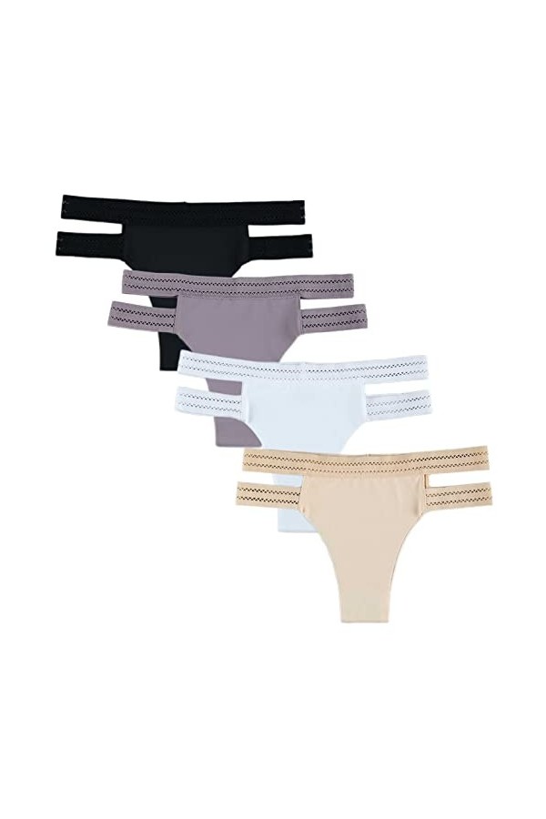 HMLOPX Daily Wear Sexy Strings sans Couture for Femmes No Show sous-Vêtements Respirants Bretelles Extensibles T-Back Tangas 