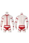 CHOUBAGUAI Ensemble de Bretelles Sexy pour Hommes Lingerie Halter Neck Ceinture Jumpsuit Stretch Vêtement avec Culotte-Rouge 