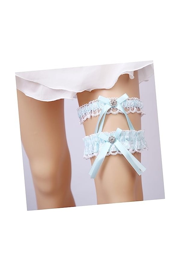 SOIMISS 1 Paire Anneau Accessoires Strass Tenue Bleu Costume De Bal Jarretière Bleu De Bal Costume Mariée Jarretière De Marié