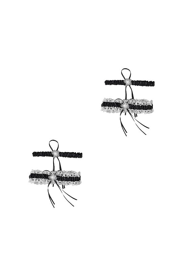 SOIMISS 2 Paires Anneau Decor Belts Bowknot Garters Flwer Beautiful Engagement Straps Bridal Elastic Foot Bride Faux Vintage 