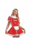 JanJean Costume De Soubrette Femme Robes En Cuir Verni Avec Tablier Tenue Deguisement Maid Outfits Sexy Wetlook Clubwear Jeux