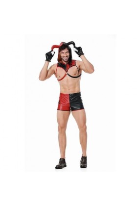 Costume de Diable pour Hommes Adultes Vêtements Daspect Mouillé Costume Musculaire Cosplay Drôle Halloween Carnaval de La St