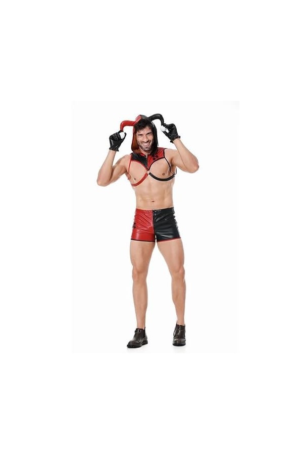 Costume de Diable pour Hommes Adultes Vêtements Daspect Mouillé Costume Musculaire Cosplay Drôle Halloween Carnaval de La St