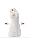 Agoky Femme Sexy Costume Infirmière Ensemble Robe De Nuit Jeu De Rôle Uniforme Tentation Cosplay Sexy Nurse Blanc M