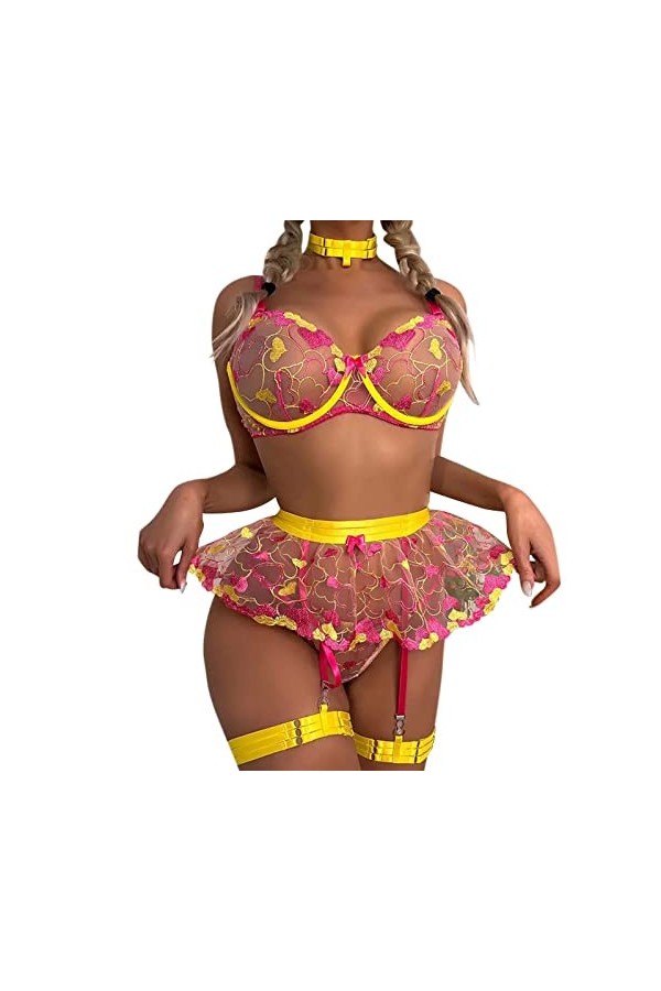 Zannycn Ensemble de lingerie sexy pour femme - Soutien-gorge érotique et culotte - Ensemble de sous-vêtements érotiques - Lic