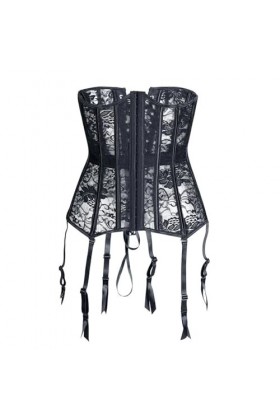 WSZJLN Ceinture Gaine Dentelle Maille avec Jarretelles - Noir - M