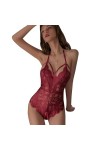 Lingerie Femme Body Sexy Dentelle Erotique sous-vêtements Babydolls Nuisettes Deep V One-Piece Bodys Combinaison Chemises de 