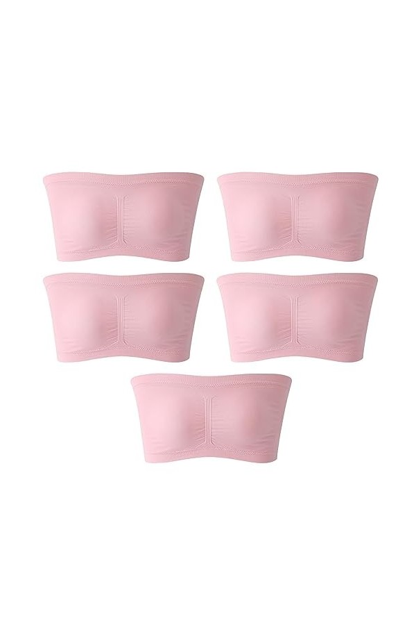 5 pièces Couleur Unie sans Bretelles Wrap Sexy Buste Bustier sous-vêtements Coussinets de Soutien-Gorge Pas affaissé Soutien-