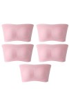 5 pièces Couleur Unie sans Bretelles Wrap Sexy Buste Bustier sous-vêtements Coussinets de Soutien-Gorge Pas affaissé Soutien-