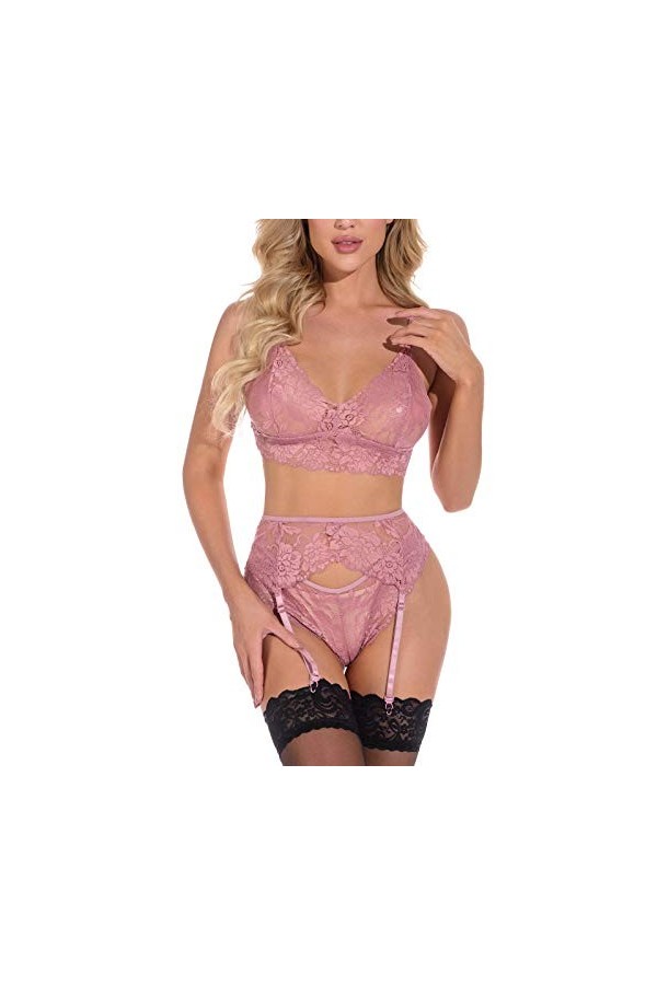 Ensemble Soutien Gorge et String Femme 2 Pièce sous-Vetements Dentelle Lingerie Sexy Ensemble Erotique Vêtements De Nuit Sexy