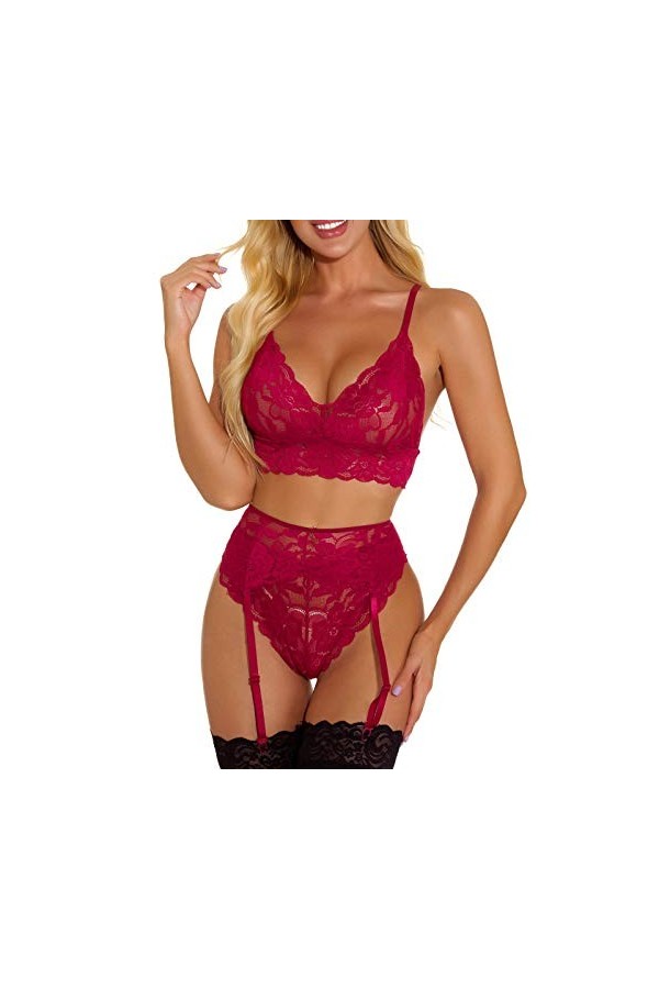 Ensemble Soutien Gorge et String Femme 2 Pièce sous-Vetements Dentelle Lingerie Sexy Ensemble Erotique Vêtements De Nuit Sexy