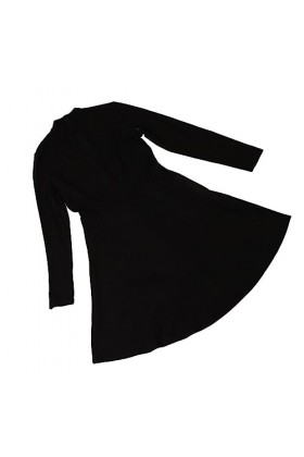 Robe de Couleur Pure, élégante Robe à Col Creux à Manches Longues avec Taille Douce Plissée élégante Fête de Mariage Simple p