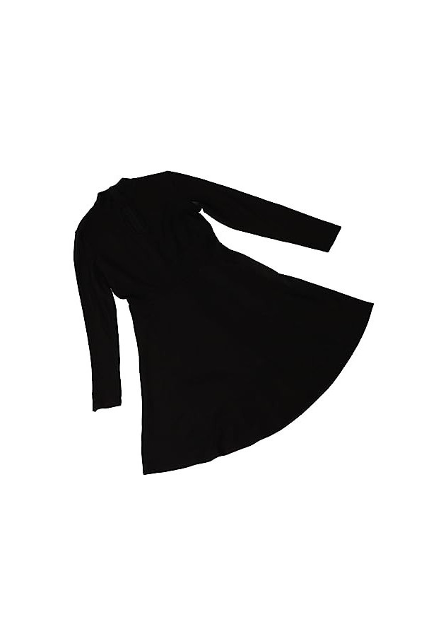 Robe de Couleur Pure, élégante Robe à Col Creux à Manches Longues avec Taille Douce Plissée élégante Fête de Mariage Simple p