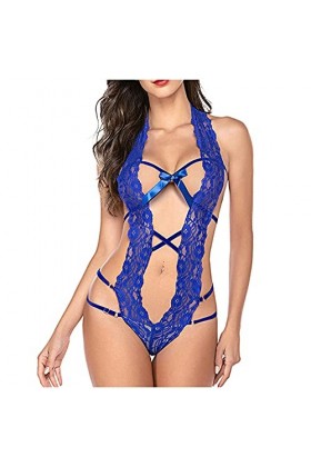 Ensemble de lingerie érotique sexy pour femme - En polyester - Lingerie sexy - Lingerie sexy - Pour femme, bleu, S