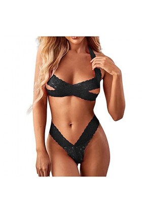 Zshosam Ensemble de lingerie érotique pour femme Sexy Sexy Licol Dentelle Ensemble de lingerie en dentelle pour femme String 