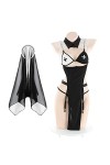 Juig Sexy Lingerie Nonne Uniforme Passion Sorcière Costumes Femmes Adultes Cosplay Robe avec Voile Noir Anime Halloween Party