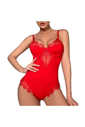 Lingerie sexy pour femme - Lingerie érotique - Grandes tailles - Noir - Avec trou - Nuisette - Sous-vêtement gainant - Entrej