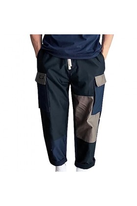 CUTeFiorino Pantalon de maison pour homme avec poches patchées en trois dimensions, Noir , XL