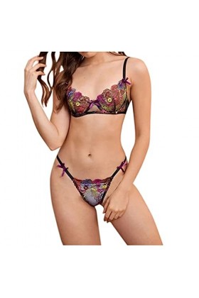 Vêtements De Nuit Femme Ensemble Lingerie Sexy Ensemble Erotique Ensemble Soutien Gorge et String Sexy sous-Vetements Dentell
