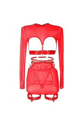 Nuisette Sexy Femme Sensuelle Ensemble de 5 pièces de Lingerie Amusante pour Femmes, Haut à Manches Longues personnalisé en D