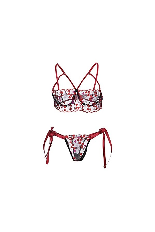 Ensemble de lingerie érotique pour femme Sexy Sexy Licol Dentelle Sexy Sous-vêtements brodés Polyester Wear Home Femmes Glace