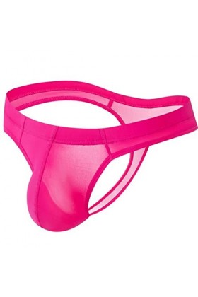 MENGQING String sexy ultra fin pour homme - Mini culotte en T - Soie glacée - Poche pénis - String G - Sous-vêtements érotiqu