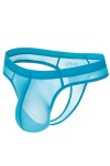 MENGQING String sexy ultra fin pour homme - Mini culotte en T - Soie glacée - Poche pénis - String G - Sous-vêtements érotiqu
