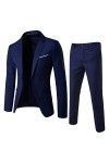 RYTEJFES Costume pour homme - Bleu et beige - 3 pièces - Style sportif - Grandes tailles - Coupe ajustée - Moderne - Tenue de