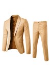 RYTEJFES Costume pour homme - Bleu et beige - 3 pièces - Style sportif - Grandes tailles - Coupe ajustée - Moderne - Tenue de