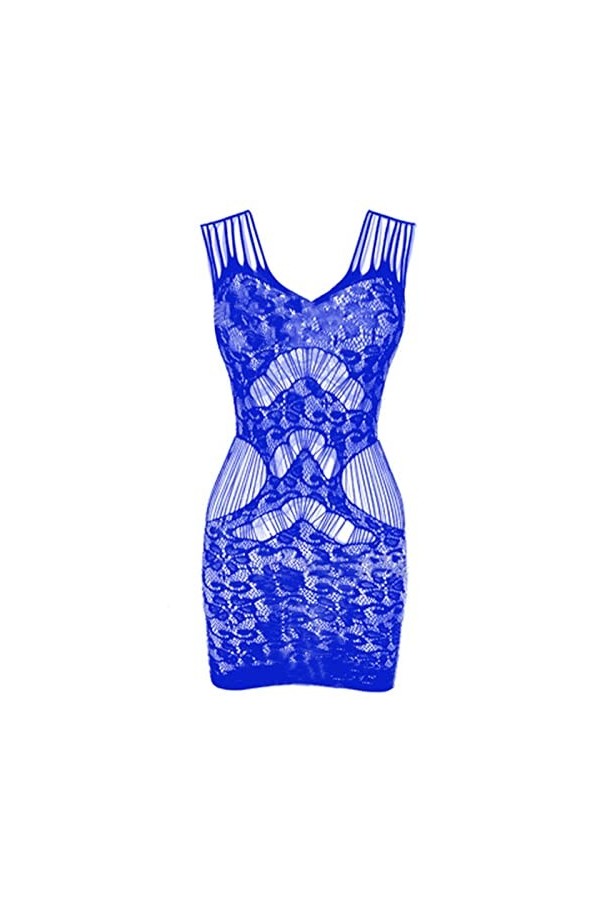 CHOUBAGUAI Lingerie pour femme avec sac creux et jupe en résille - Robe sexy pour femme - Bleu - Taille unique