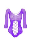 CHOUBAGUAI Lingerie sexy pour femme - Body en résille - Manches longues - Violet - Taille unique