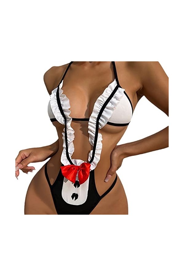 SALTVA Ensemble bikini sexy décolière pour costumade, infirmière, jeu de rôle, uniforme sexy, lingerie érotique, uniforme se