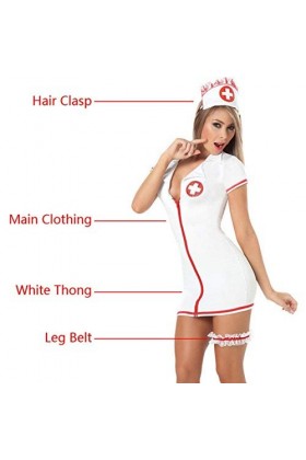Sunnyushine Sexy Nurse Fancy Dress Costume Womens Ladies Lingerie Naughty Nurse Costume Hem Do Fancy Dress Party Outfit Nurse