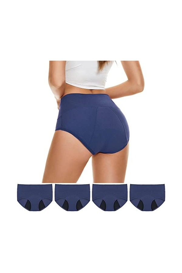 Générique Culotte Anti Fuite Urinaire Femme Lavable Couleur Unie Briefs Taille Mi-Haute Period Panty Élégant Et Chic Caleçon 