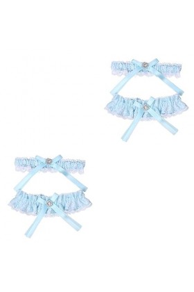 SOIMISS 2 Paires De Bal Costume Bleu Tenue Jarretières pour Mariée Strass Tenue Dentelle Kit Vintage Jarretières Extensibles 